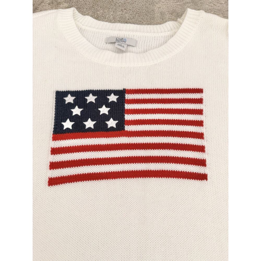 White Sweater with USA Flag America Preppy Women's Large Croft & Barrow - Picture 2 of 8